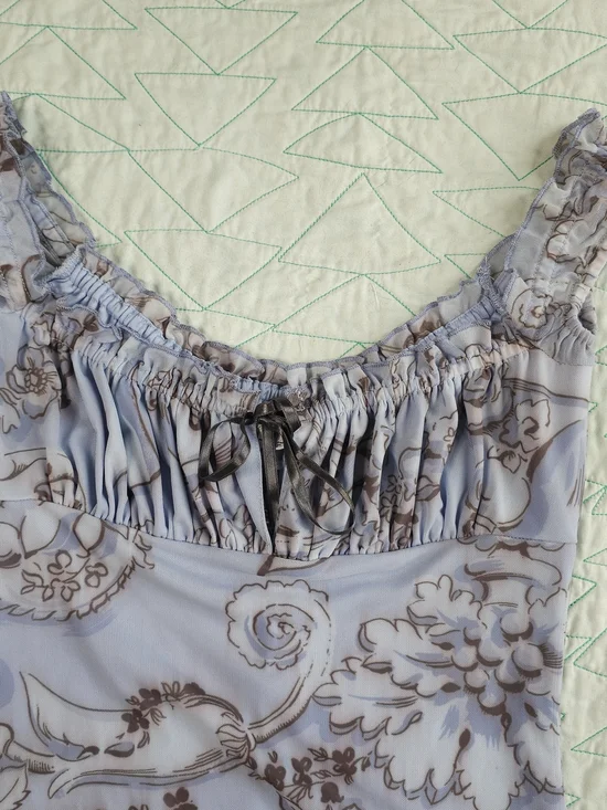 Kimchi Blue Floral Bianca Ruffle Trim Mesh Mini Dress - Picture 2 of 6